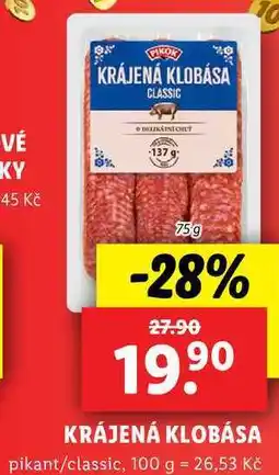 Lidl KRÁJENÁ KLOBÁSA, 75 g nabídka