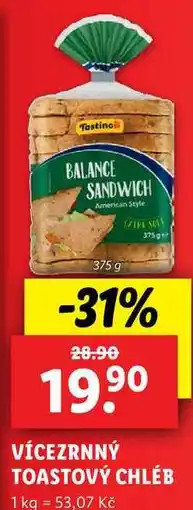 Lidl VÍCEZRNNÝ TOASTOVÝ CHLÉB, 375 g nabídka