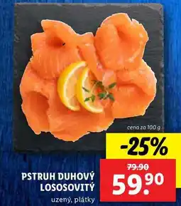 Lidl PSTRUH DUHOVÝ LOSOSOVITÝ, cena za 100 g nabídka
