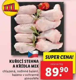 Lidl KUŘECÍ STEHNA A KŘÍDLA MIX, cena za 1 kg nabídka