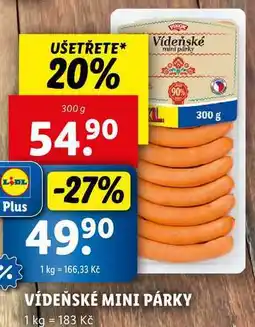 Lidl VÍDEŇSKÉ MINI PÁRKY, 300 g nabídka