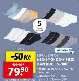 Lidl NÍZKÉ PONOŽKY S BIO BAVLNOU - 5 PÁRŮ nabídka