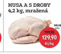 RABBIT řeznictví HUSA A S DROBY 4,2 kg, mražená 1kg nabídka