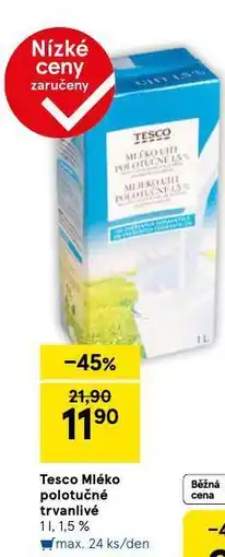 Tesco Trvanlivé mléko 1,5% nabídka