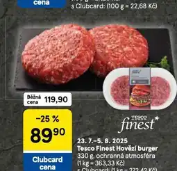 Tesco Tesco finest hovězí burger nabídka
