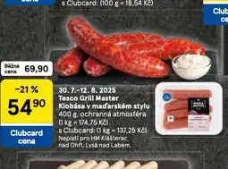 Tesco Tesco grill master klobása v maďarském stylu nabídka