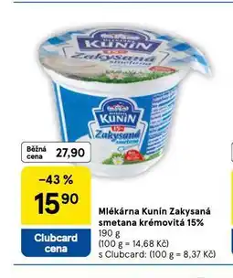 Tesco Kunín zakysaná smetana krémovitá 15% nabídka
