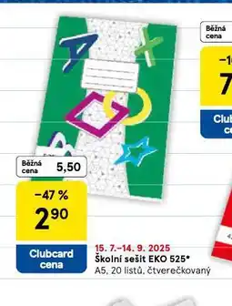 Tesco Školní sešit eko 525 nabídka