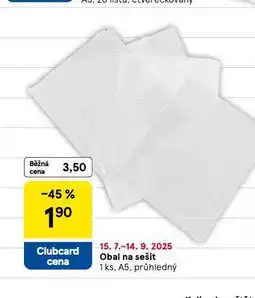 Tesco Obal na sešit nabídka