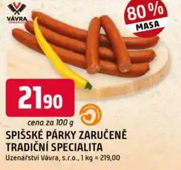 Trefa Spišské párky Zaručeně tradiční specialita nabídka