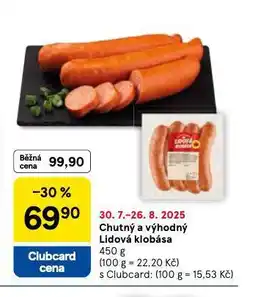 Tesco Lidová klobása nabídka
