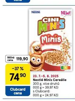 Tesco Nestlé minis cereálie nabídka