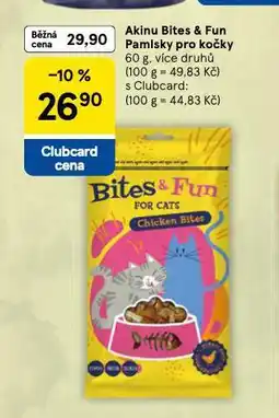 Tesco Akinu bites & fun pamlsky pro kočky nabídka
