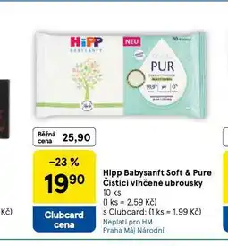 Tesco Hipp babysanft soft & pure čistící vlhčené ubrousky nabídka