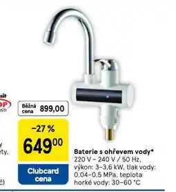 Tesco Baterie s ohřevem vody nabídka