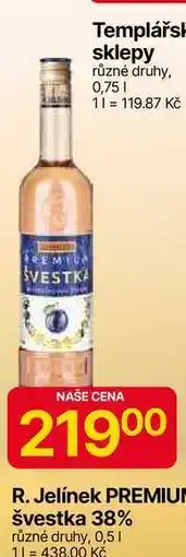 Hruška R. Jelínek PREMIUM švestka 38% různé druhy, 0,5l nabídka