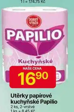 Hruška Utěrky papírové kuchyňské Papilio 2 ks, 2-vrstvé nabídka