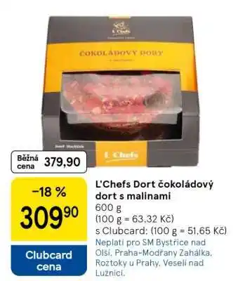 Tesco L'Chefs Dort čokoládový dort s malinami nabídka