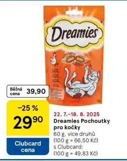 Tesco Dreamies pochoutky pro kočky nabídka