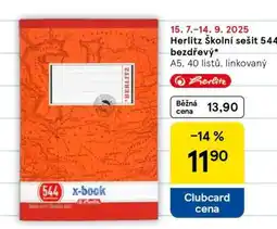 Tesco Herlitz Školní sešit 544 bezdřevý nabídka