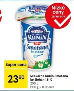 Tesco Mlékárna Kunín Smetana ke šlehání 31% nabídka