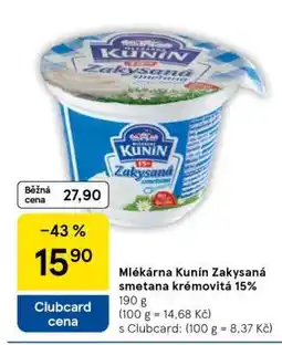 Tesco Mlékárna Kunín Zakysaná smetana krémovitá 15% nabídka