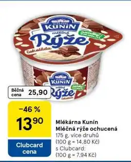 Tesco Mlékárna Kunín Mléčná rýže ochucená nabídka