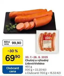 Tesco Chutný a výhodný Lidová klobása nabídka