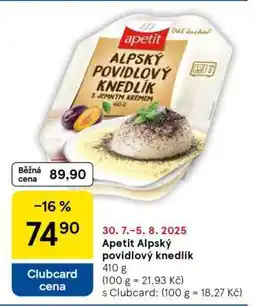 Tesco APETIT ALPSKÝ POVIDLOVÝ KNEDLÍK nabídka
