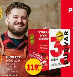 Penny Market BUDVAR 33° světlý ležák 8x 0,5 l nabídka