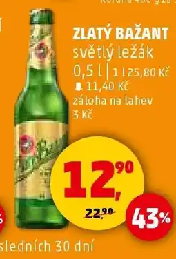 Penny Market Zlatý Bažant světlý ležák nabídka