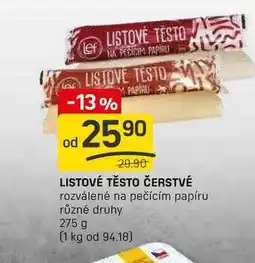 Flop LISTOVÉ TĚSTO ČERSTVÉ rozválené na pečícím papíru různé druhy 275 g nabídka