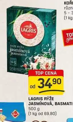 Flop LAGRIS RÝŽE JASMÍNOVÁ, BASMATI 500 g nabídka
