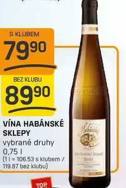 Flop VÍNA HABÁNSKÉ SKLEPY vybrané druhy 0,75l nabídka