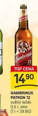 Flop GAMBRINUS PATRON 12 světlý ležák 0,5l nabídka