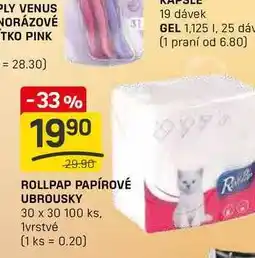 Flop ROLLPAP PAPÍROVÉ UBROUSKY 30 x 30 100 ks 1vrstvé nabídka