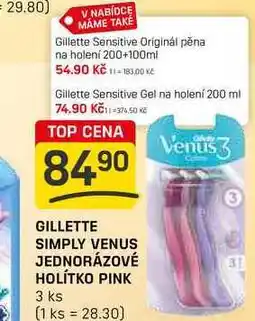 Flop GILLETTE SIMPLY VENUS JEDNORÁZOVÉ HOLÍTKO PINK 3 ks nabídka