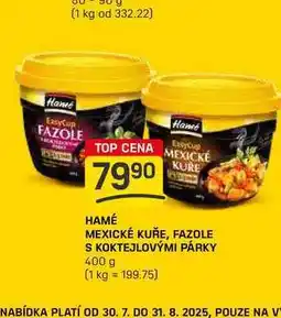Flop HAMÉ MEXICKÉ KUŘE, FAZOLE S KOKTEJLOVÝMI PÁRKY 400 g nabídka