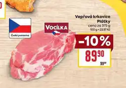 Billa Vepřová krkovice Plátky cena za 375 g nabídka