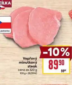 Billa Vepřový minutkový steak cena za 320 g nabídka