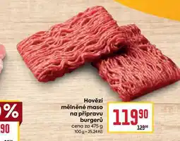 Billa Hovězí mělněné maso na přípravu burgerů cena za 475 g nabídka