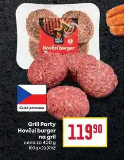 Billa Grill Party Hovězí burger na gril cena za 400 g nabídka