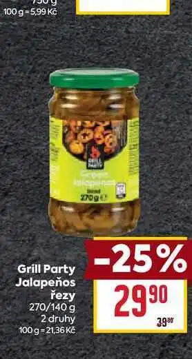 Billa Grill Party Jalapeños řezy 270/140 g nabídka