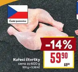 Billa Kuřecí čtvrtky cena za 600 g nabídka