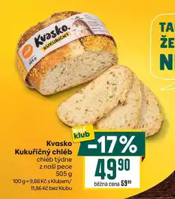 Billa Kvasko Kukuřičný chléb chléb týdne z naší pece 505 g nabídka