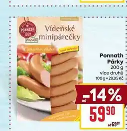 Billa Ponnath Párky 200 g nabídka