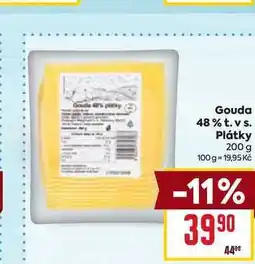 Billa Gouda 48% t. v s. Plátky 200 g nabídka