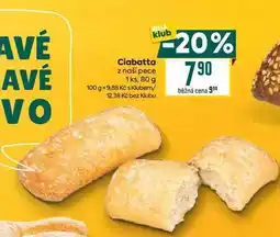 Billa Ciabatta z naší pece 1 ks, 80 g nabídka