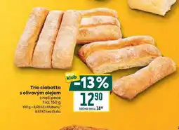 Billa Trio ciabatta s olivovým olejem z naší pece 1ks, 150 g nabídka