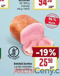 Billa Selská šunka z pultu lahůdek cena za 100g nabídka